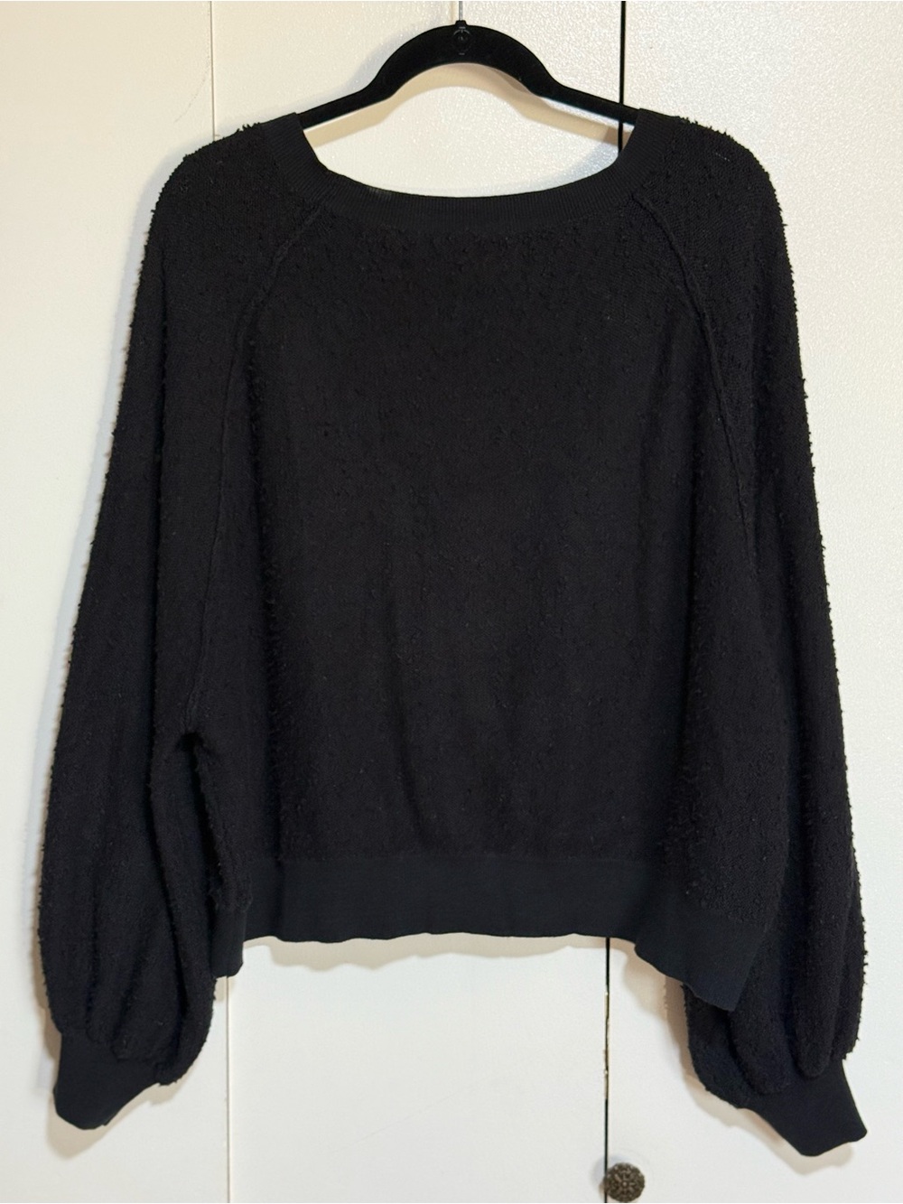 Free People Found My Friend Pullover Black Textured Sweatshirt Size Small - Picture 3 of 12